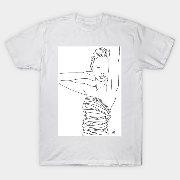 Line Art Lady T-Shirt by Giuseppe_Cristiano